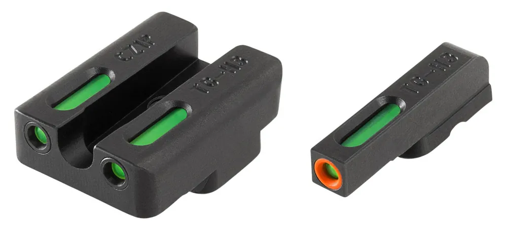 TruGlo TFX Pro Square Tritium/Fiber Optic Green with Orange Outline Front/U-Notch Green Rear with Nitride Fortress Finished Frame for Walther PPS